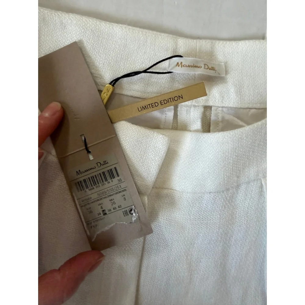 NWT Women's Massimo Dutti White Linen Trousers Size 4 - Picture 4 of 13